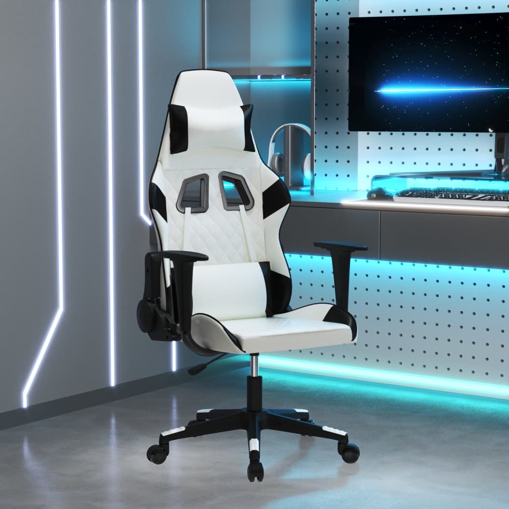vidaXL Gamestoel met voetensteun kunstleer zwart en goudkleurig