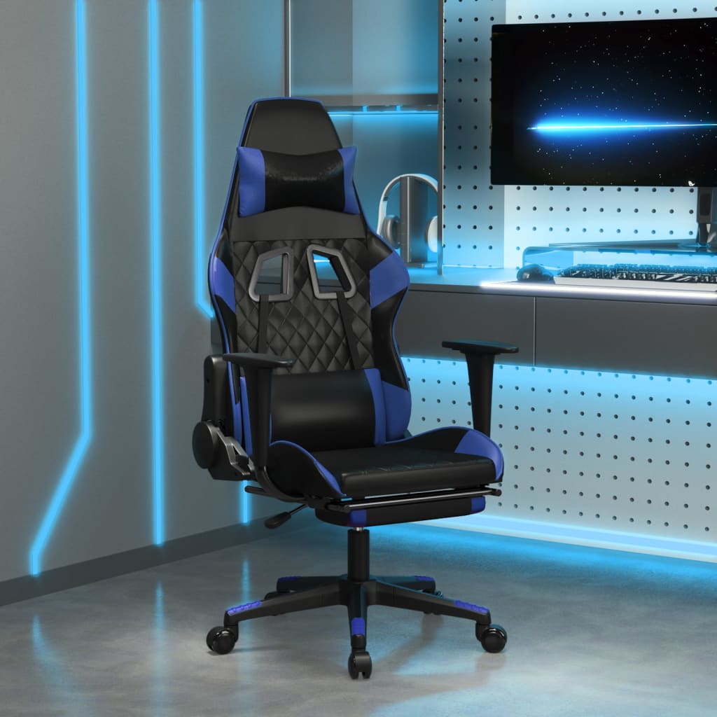 vidaXL Gamestoel met voetensteun kunstleer zwart en goudkleurig