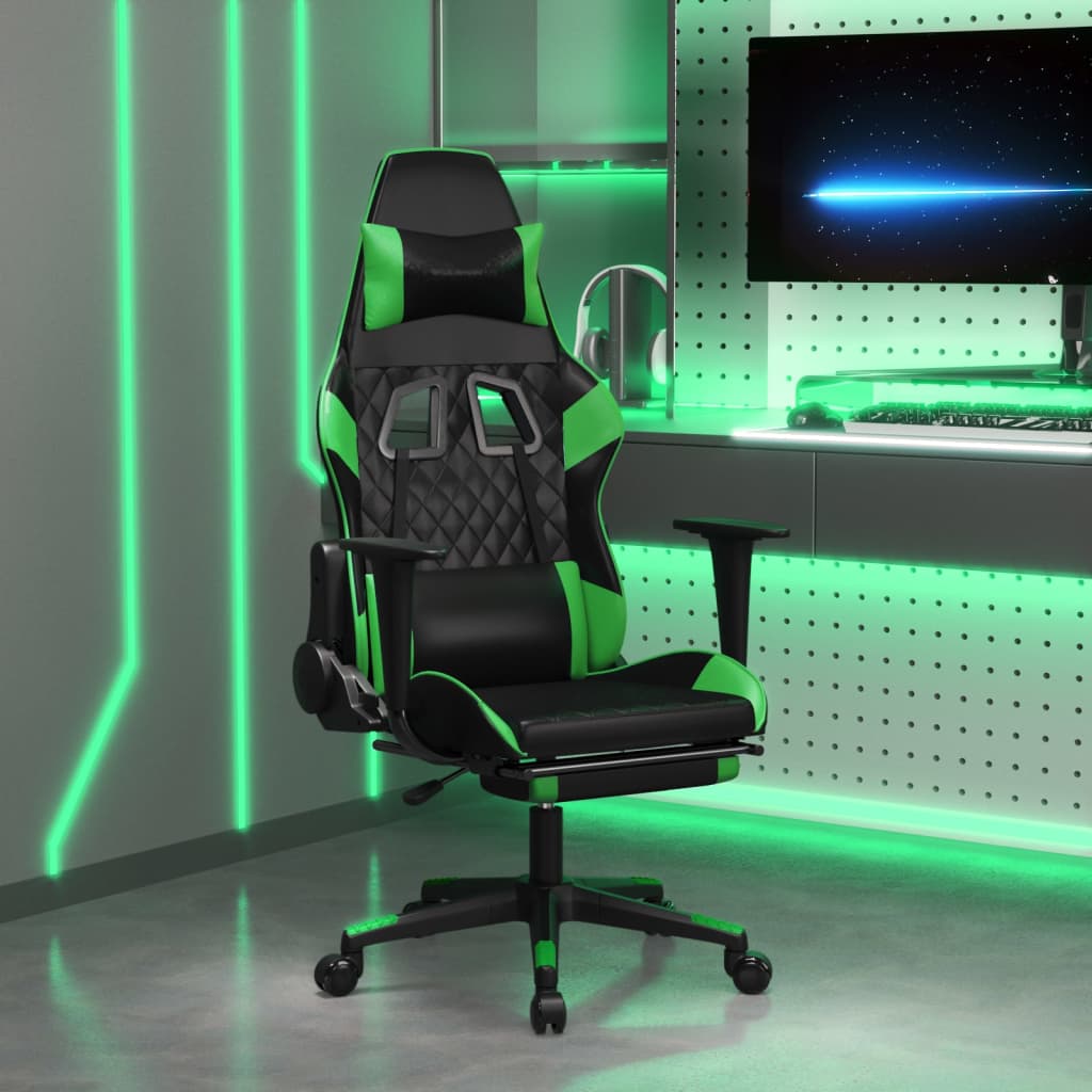 vidaXL Gamestoel met voetensteun kunstleer zwart en goudkleurig