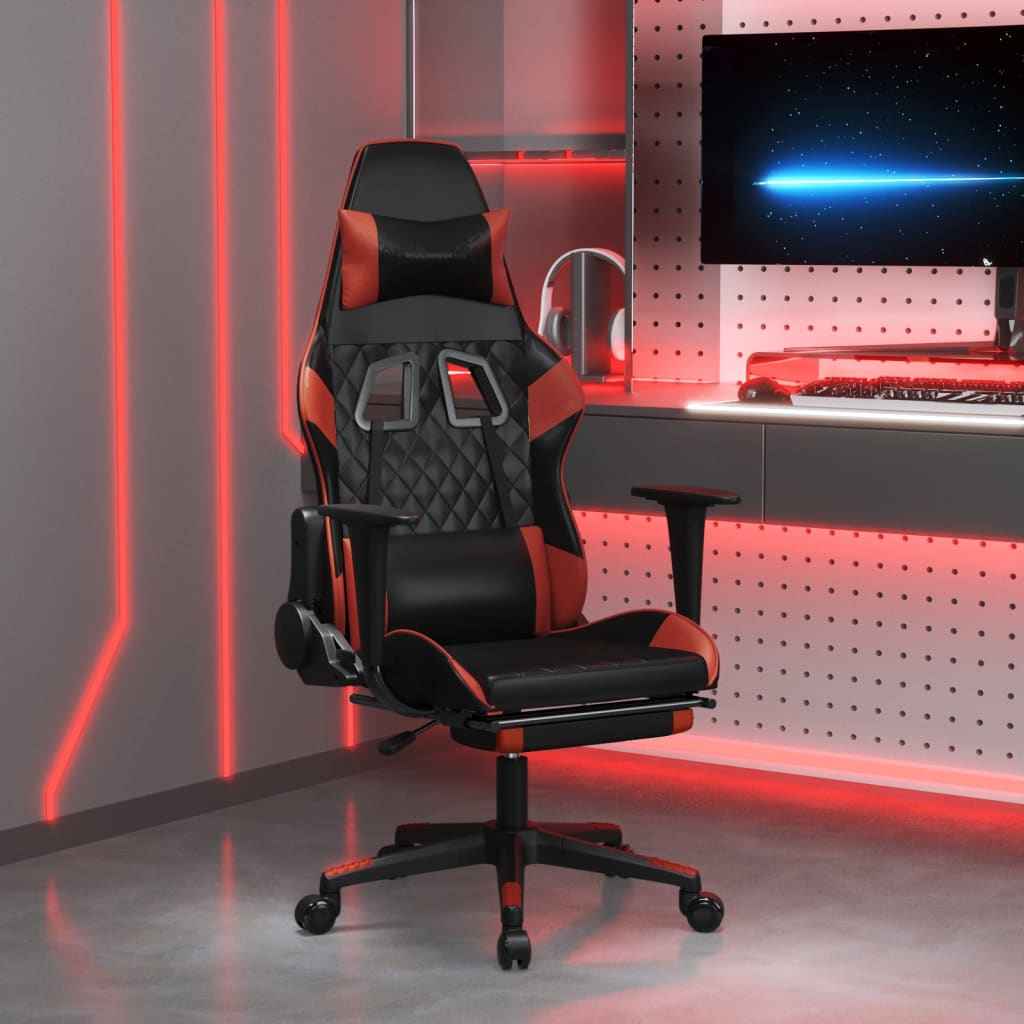 vidaXL Gamestoel met voetensteun kunstleer zwart en goudkleurig