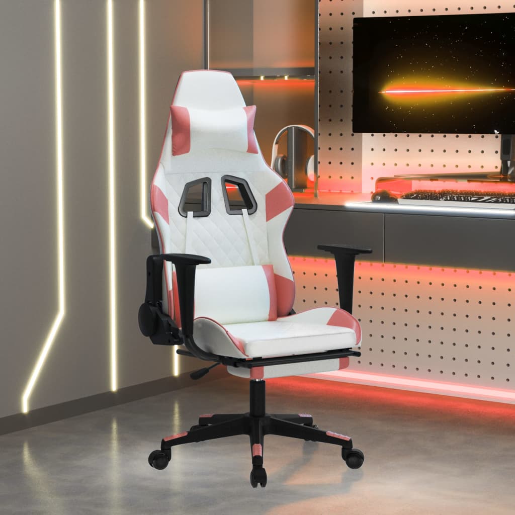 vidaXL Gamestoel met voetensteun kunstleer zwart en goudkleurig