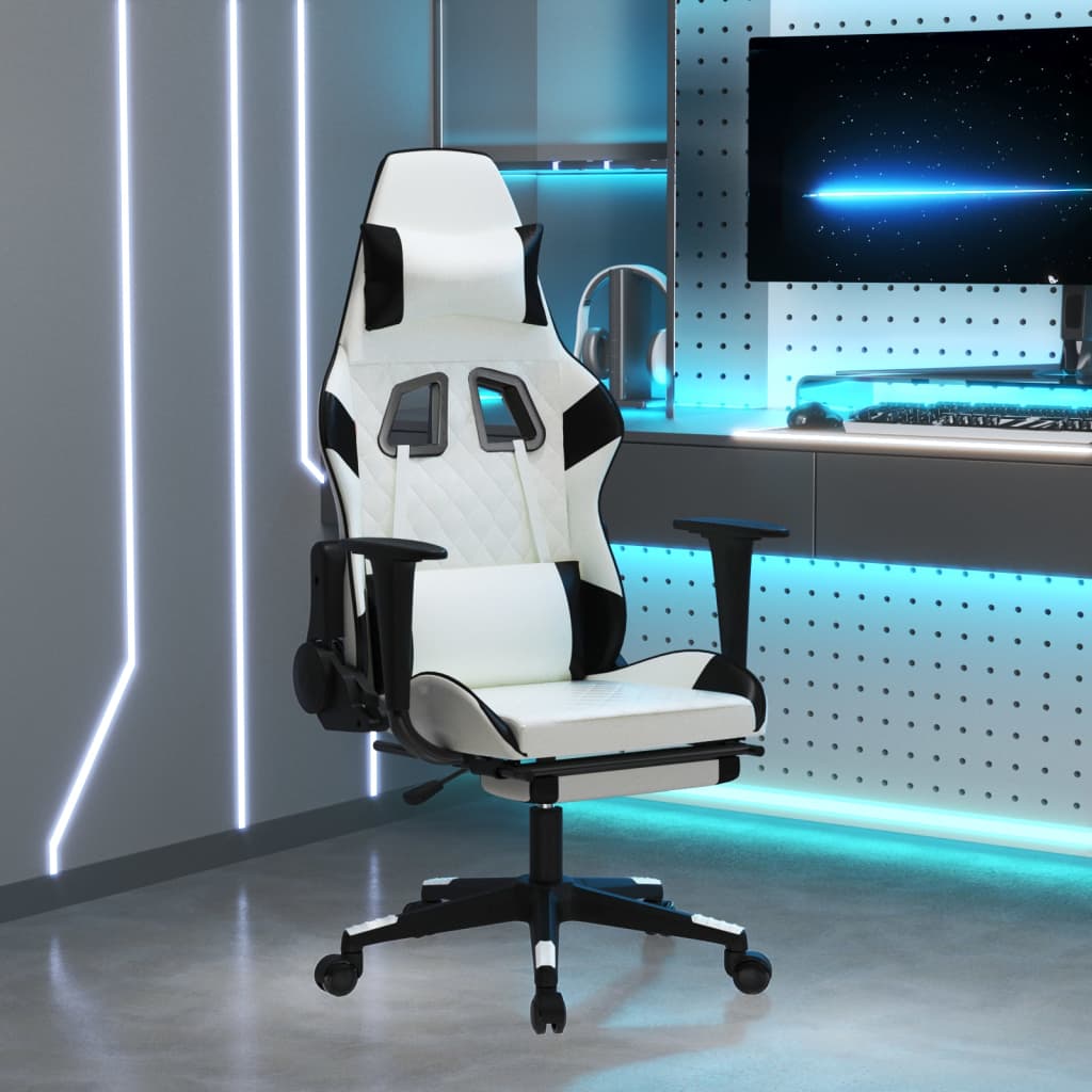 vidaXL Gamestoel met voetensteun kunstleer zwart en goudkleurig