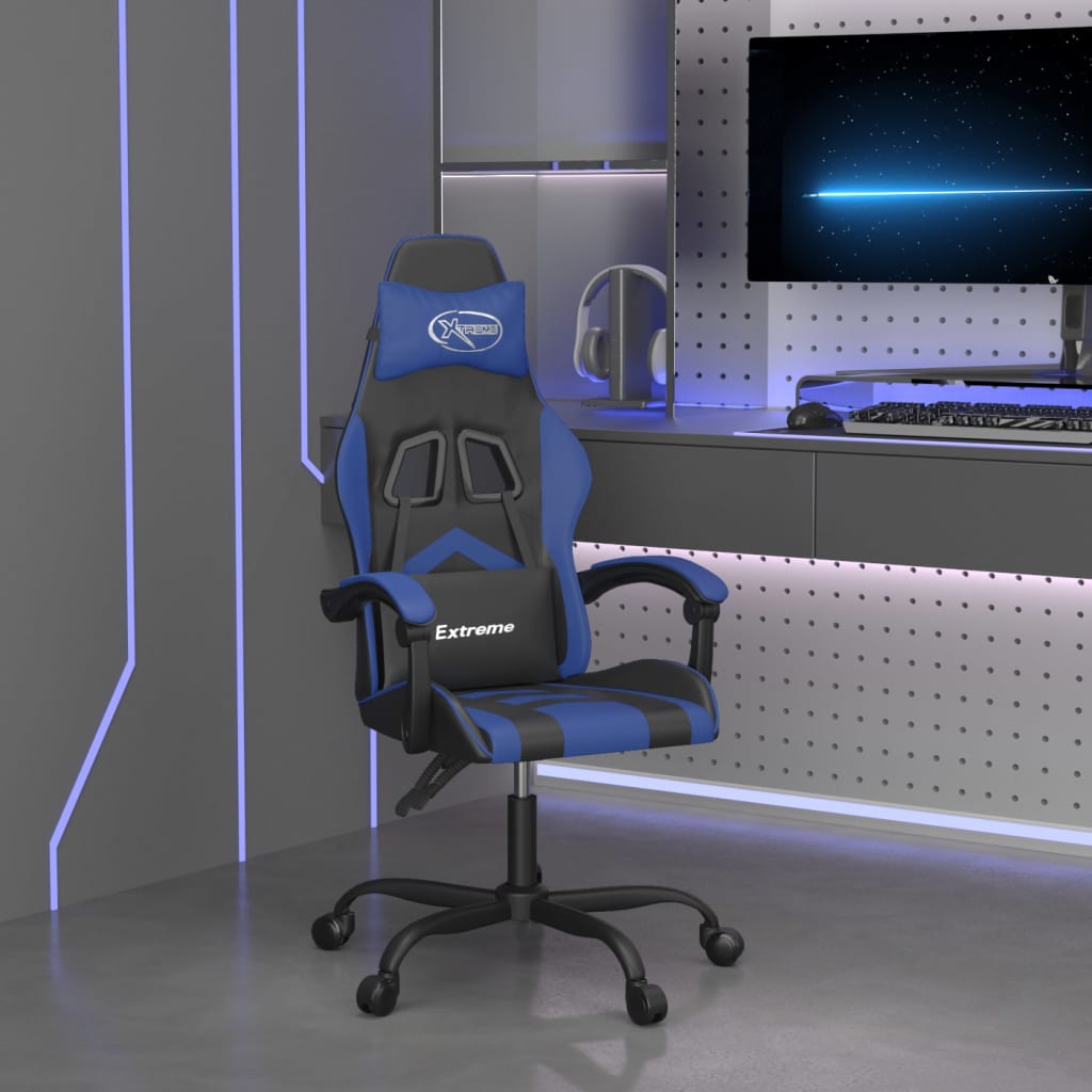 vidaXL Gaming Chair with Footrest Faux Leather Black and Gold
