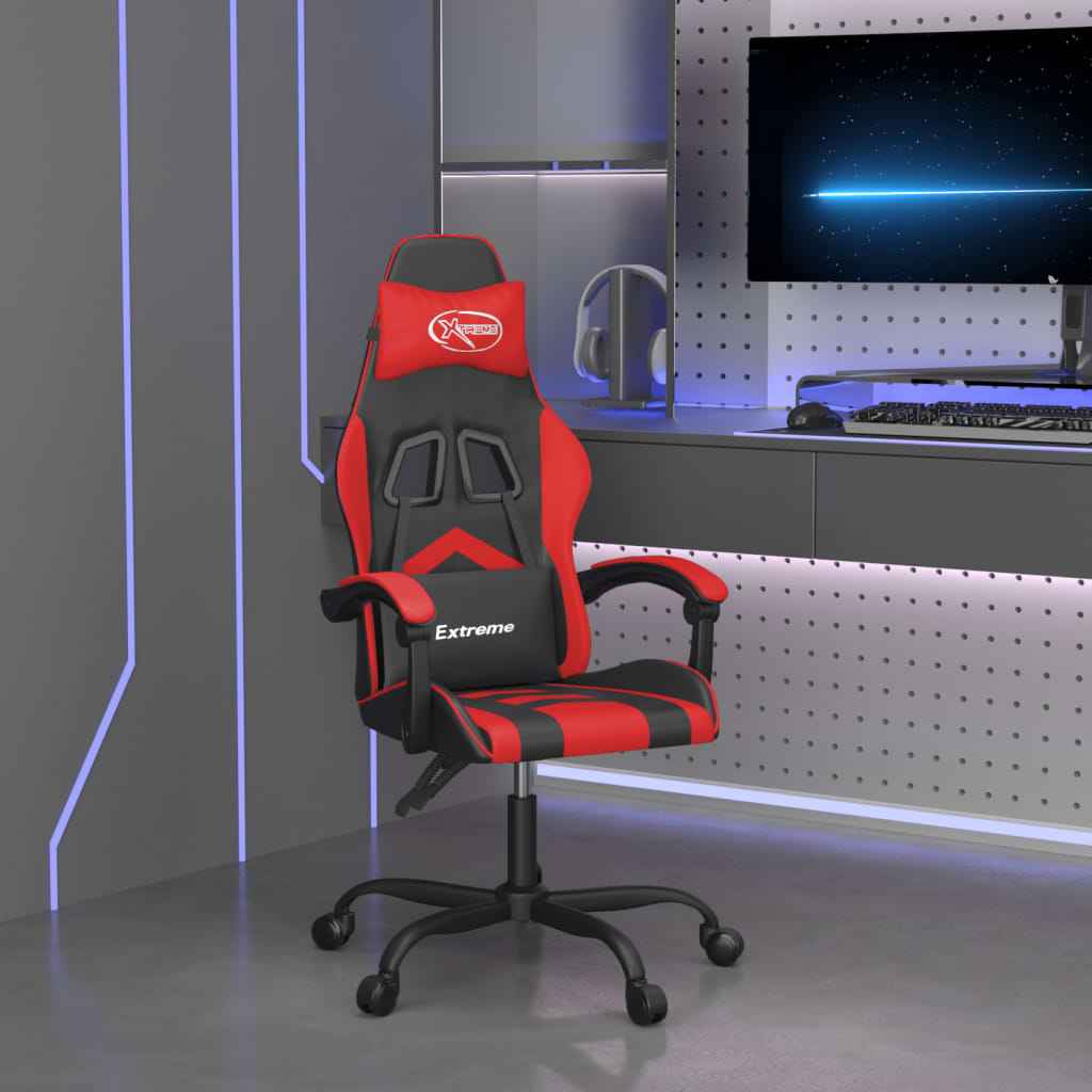 vidaXL Gamestoel met voetensteun kunstleer zwart en goudkleurig