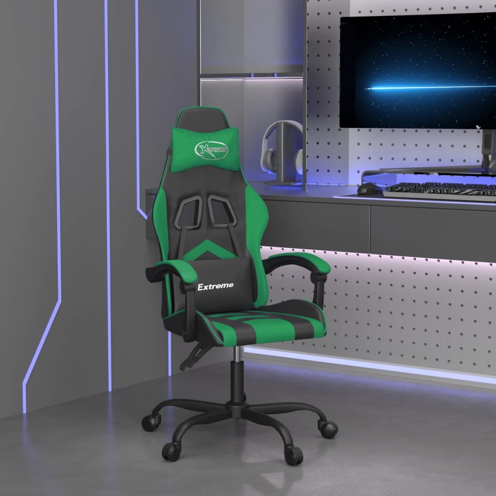 vidaXL Gaming Chair with Footrest Faux Leather Black and Gold