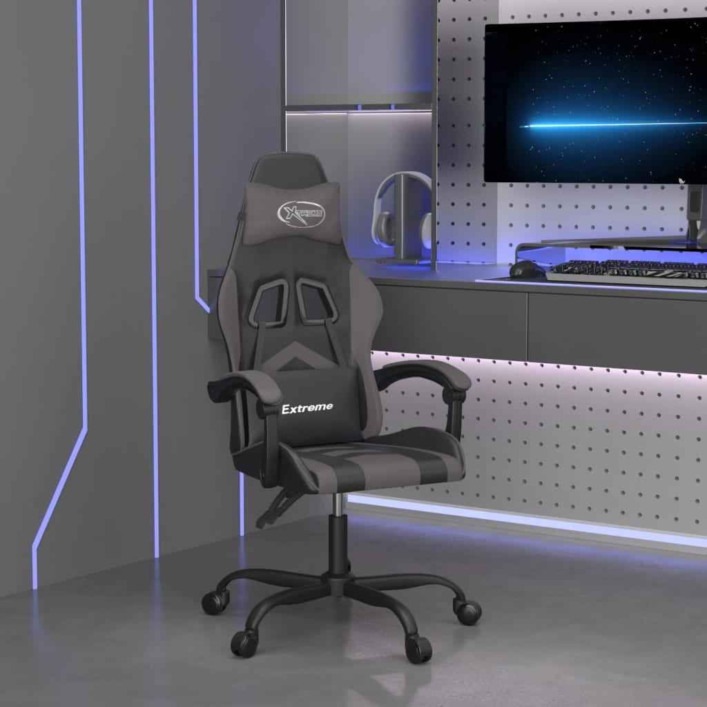 vidaXL Gamestoel met voetensteun kunstleer zwart en goudkleurig