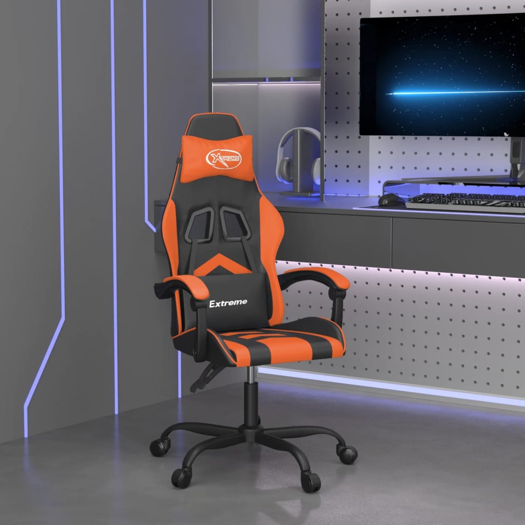 vidaXL Gaming Chair with Footrest Faux Leather Black and Gold