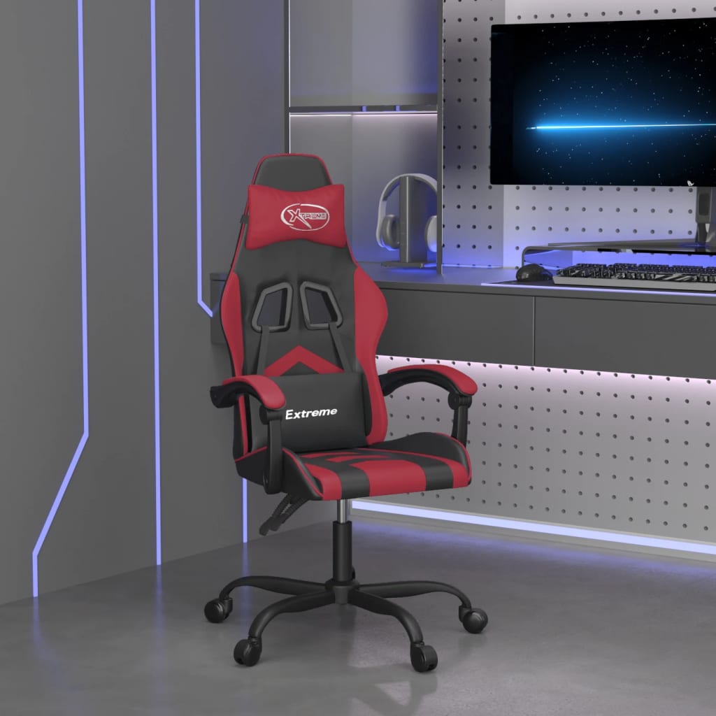 vidaXL Gaming Chair with Footrest Faux Leather Black and Gold