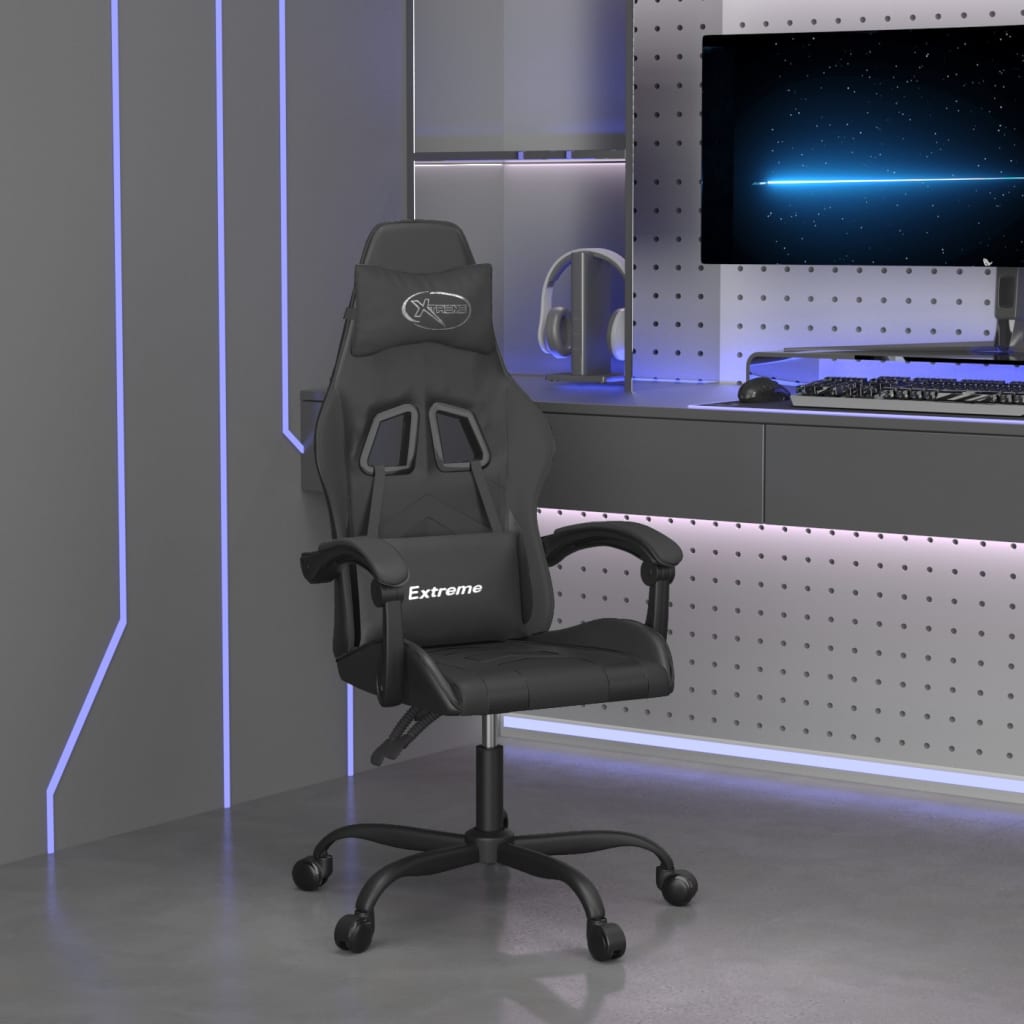 vidaXL Gaming Chair with Footrest Faux Leather Black and Gold
