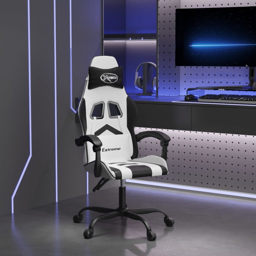 vidaXL Gaming Chair with Footrest Faux Leather Black and Gold