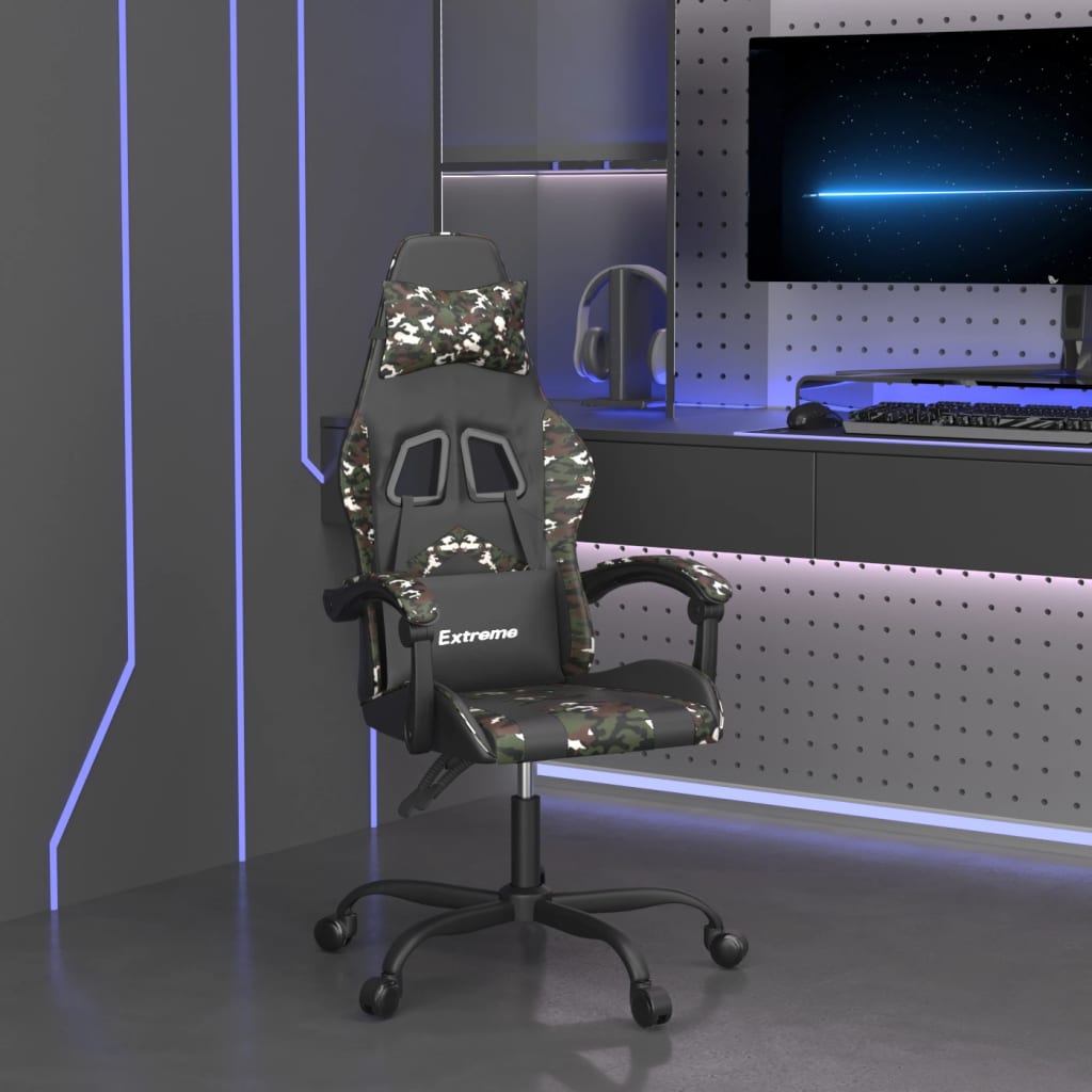 vidaXL Gaming Chair with Footrest Faux Leather Black and Gold