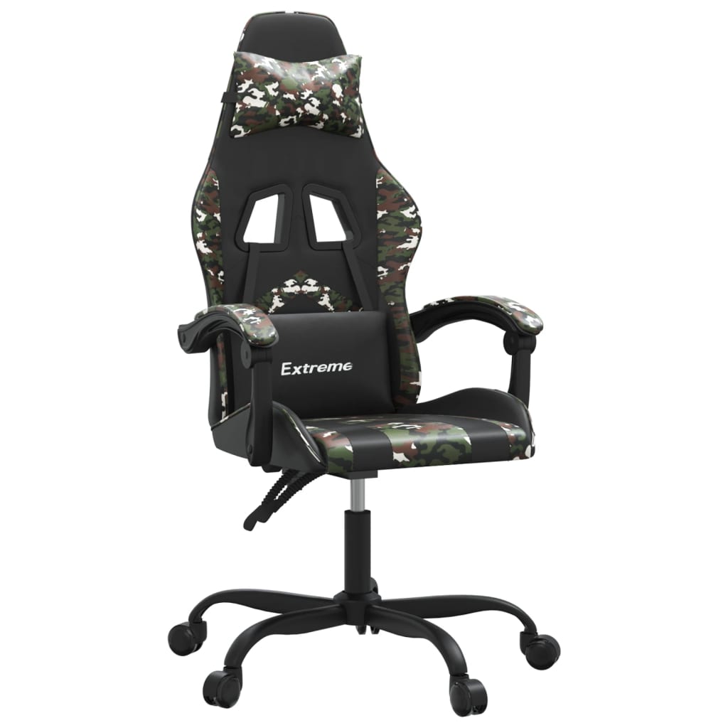 vidaXL Gaming Chair with Footrest Faux Leather Black and Gold
