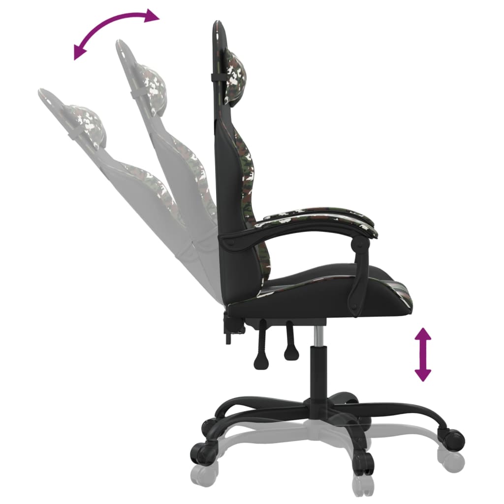 vidaXL Gaming Chair with Footrest Faux Leather Black and Gold