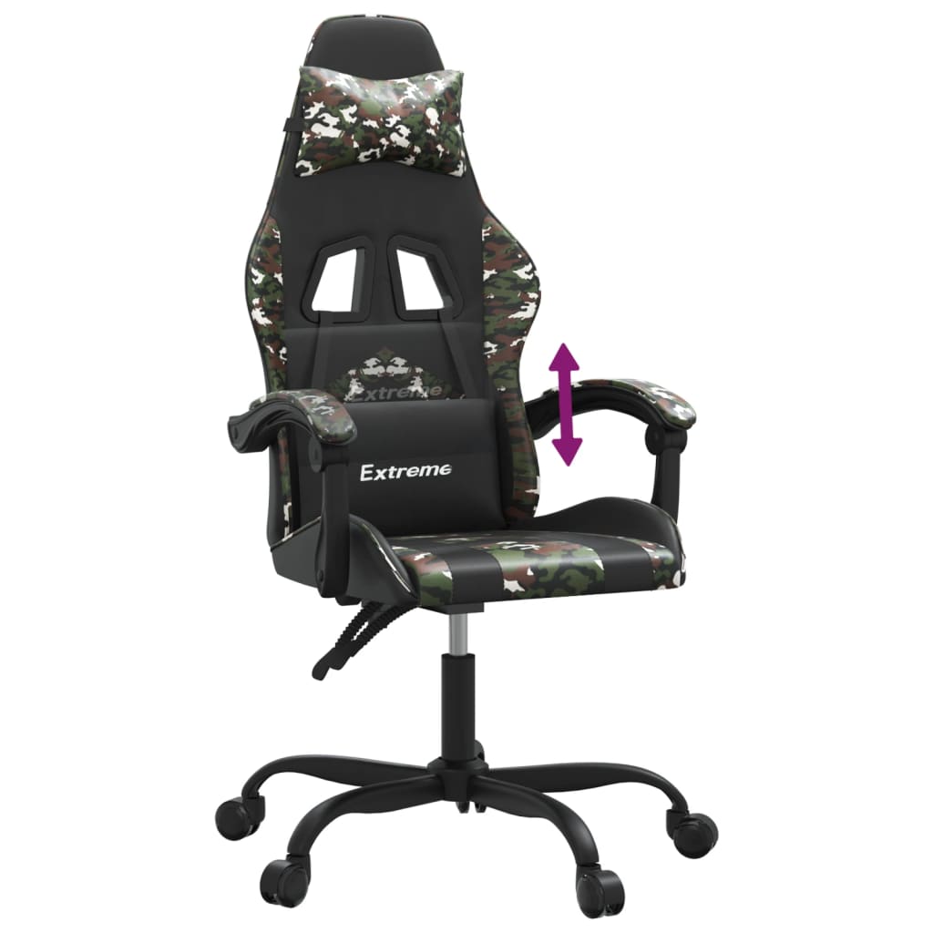 vidaXL Gaming Chair with Footrest Faux Leather Black and Gold