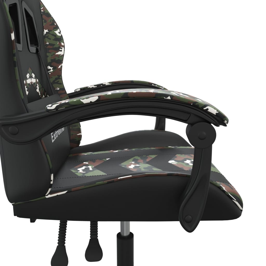 vidaXL Gaming Chair with Footrest Faux Leather Black and Gold
