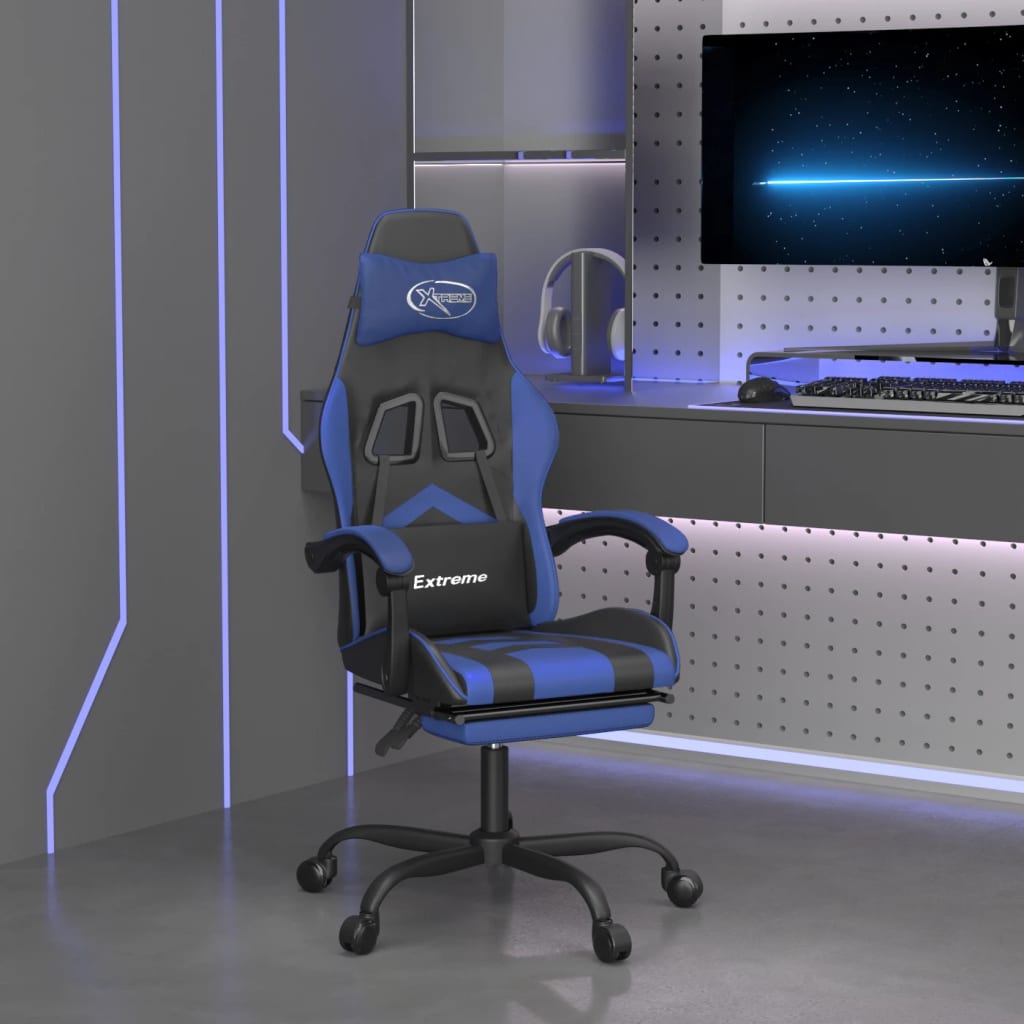 vidaXL Gaming Chair with Footrest Faux Leather Black and Gold