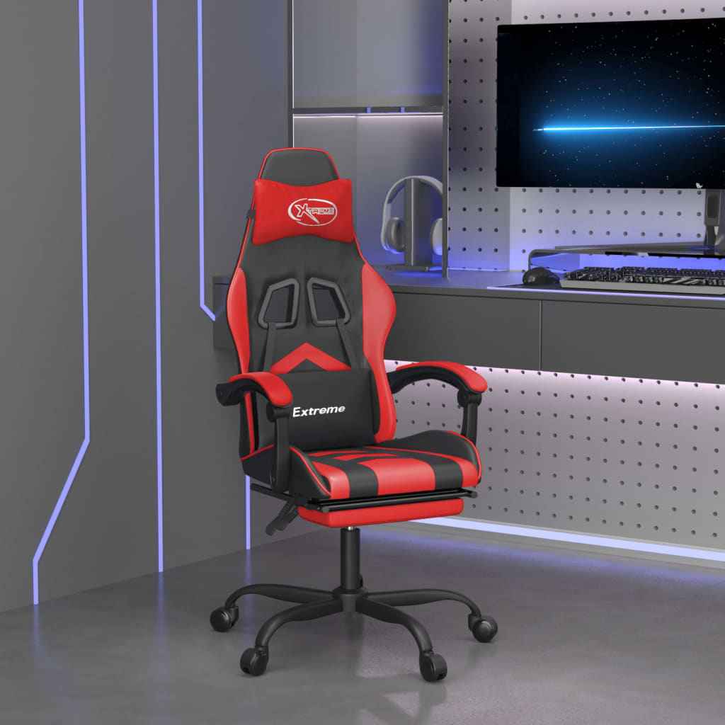 vidaXL Gamestoel met voetensteun kunstleer zwart en goudkleurig