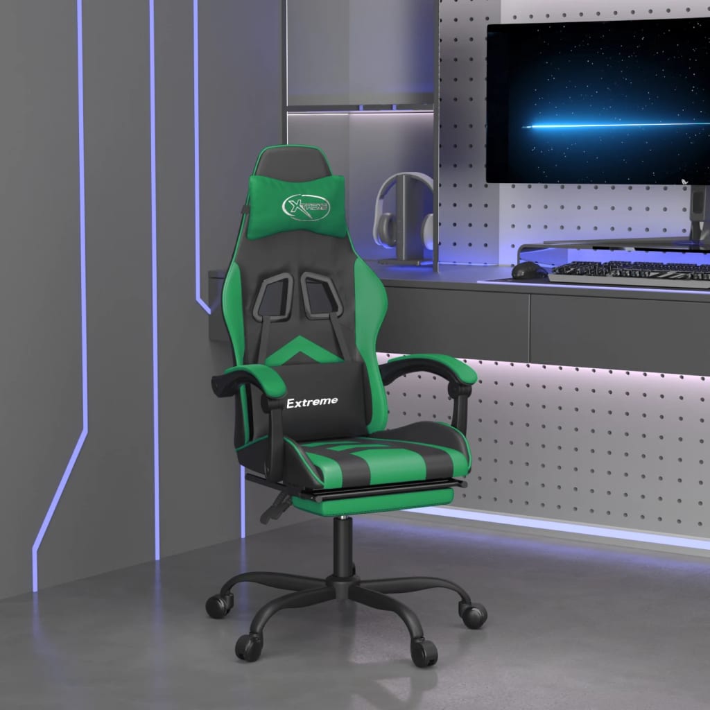 vidaXL Gaming Chair with Footrest Faux Leather Black and Gold
