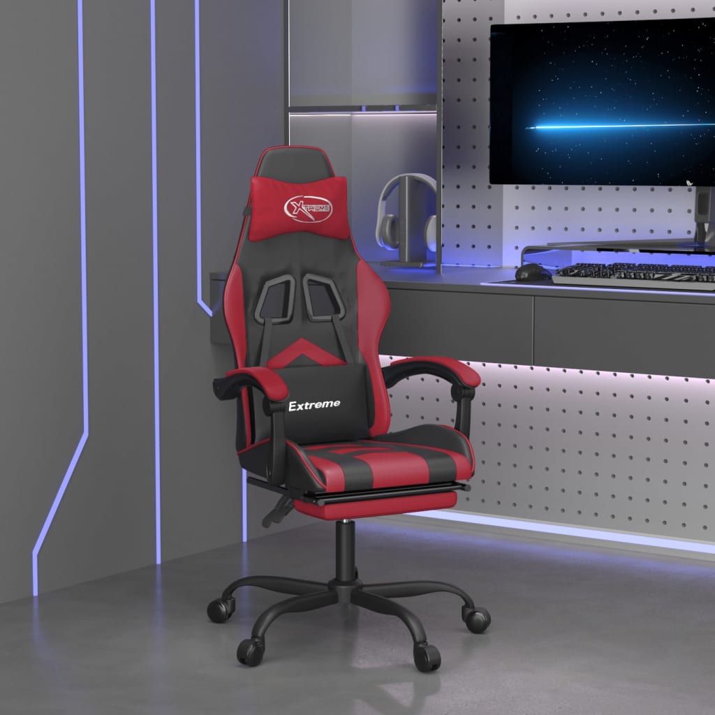 vidaXL Gaming Chair with Footrest Faux Leather Black and Gold