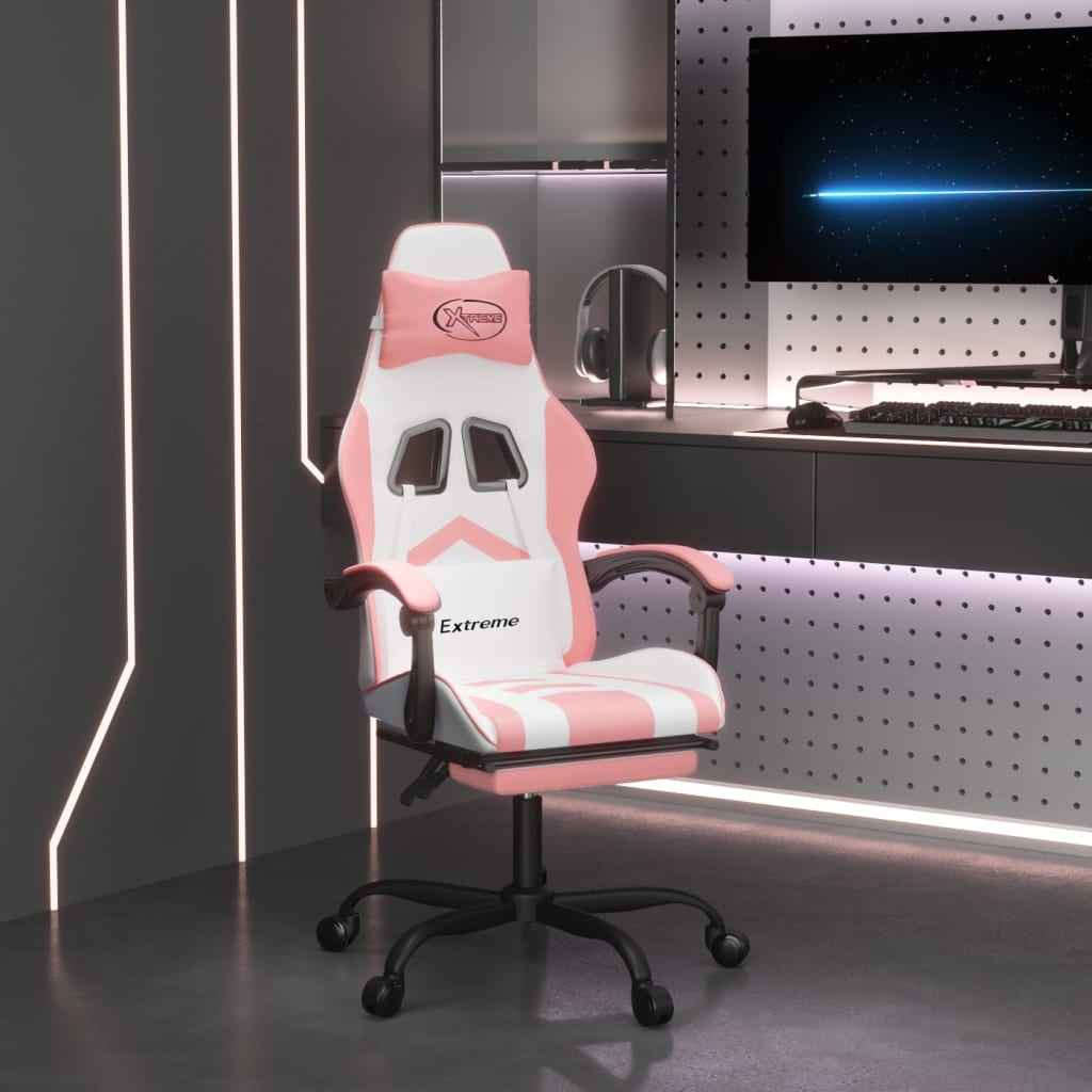 vidaXL Gamestoel met voetensteun kunstleer zwart en goudkleurig