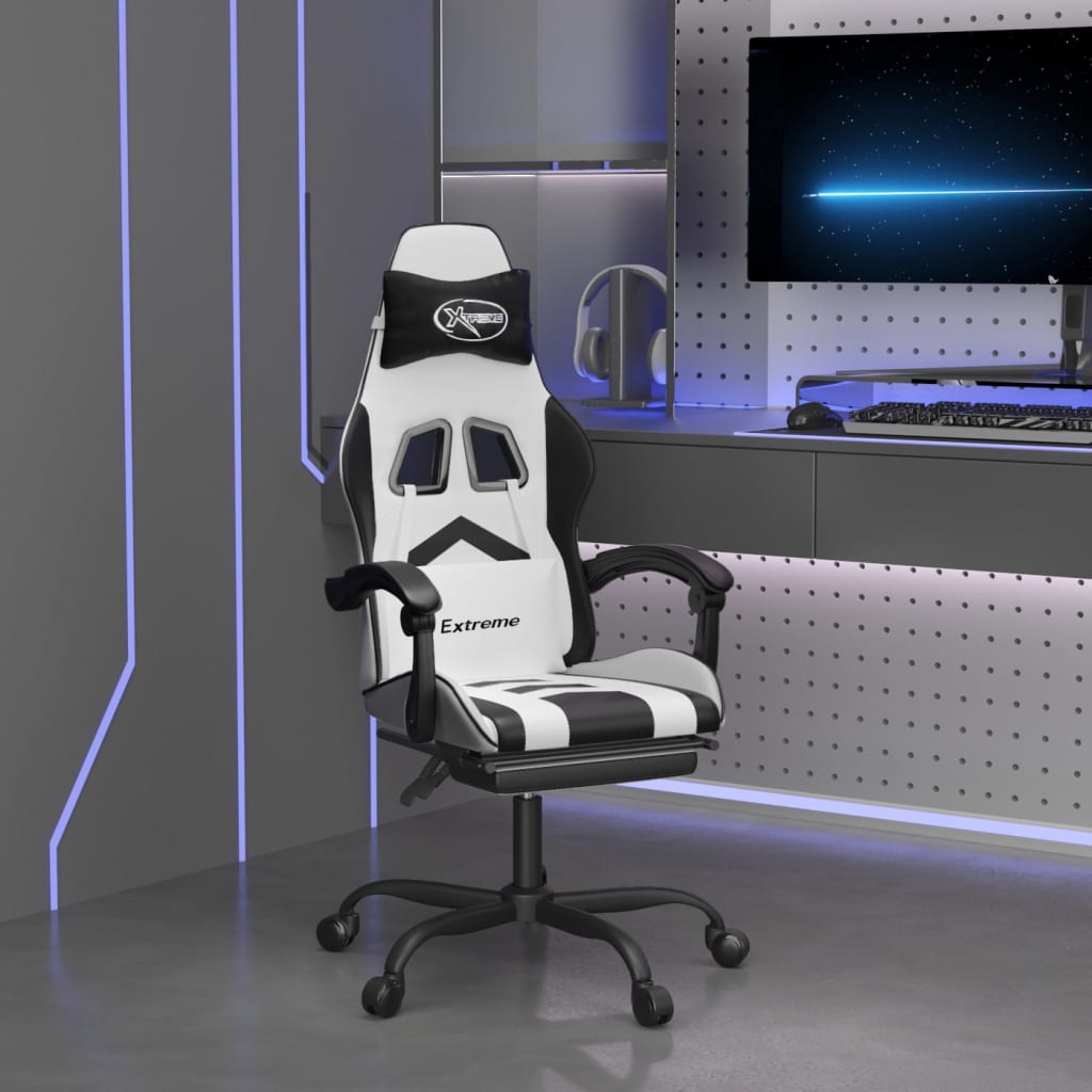 vidaXL Gaming Chair with Footrest Faux Leather Black and Gold