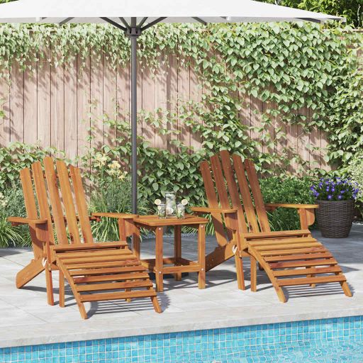 vidaXL Adirondack tuinstoel met voetensteun massief acaciahout - Aashly