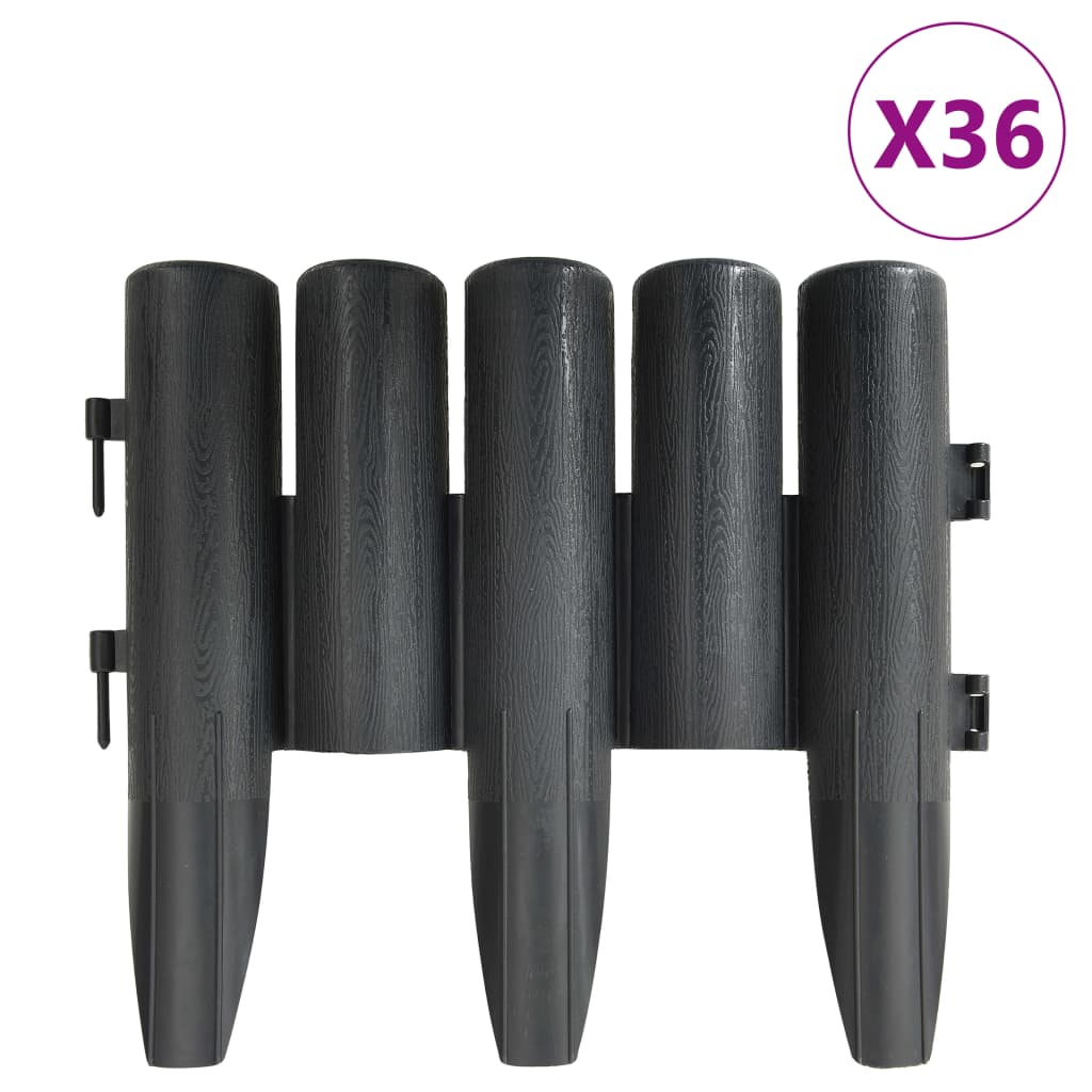 vidaXL Gazonranden 36 st 10 m PP grijs - Aashly