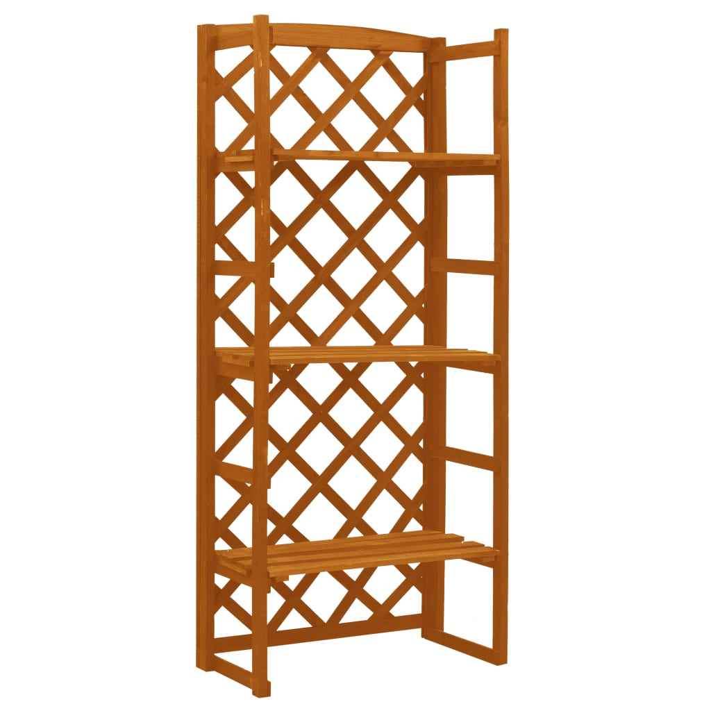 vidaXL Plantenrek met latwerk 60x30x140 cm massief vurenhout oranje