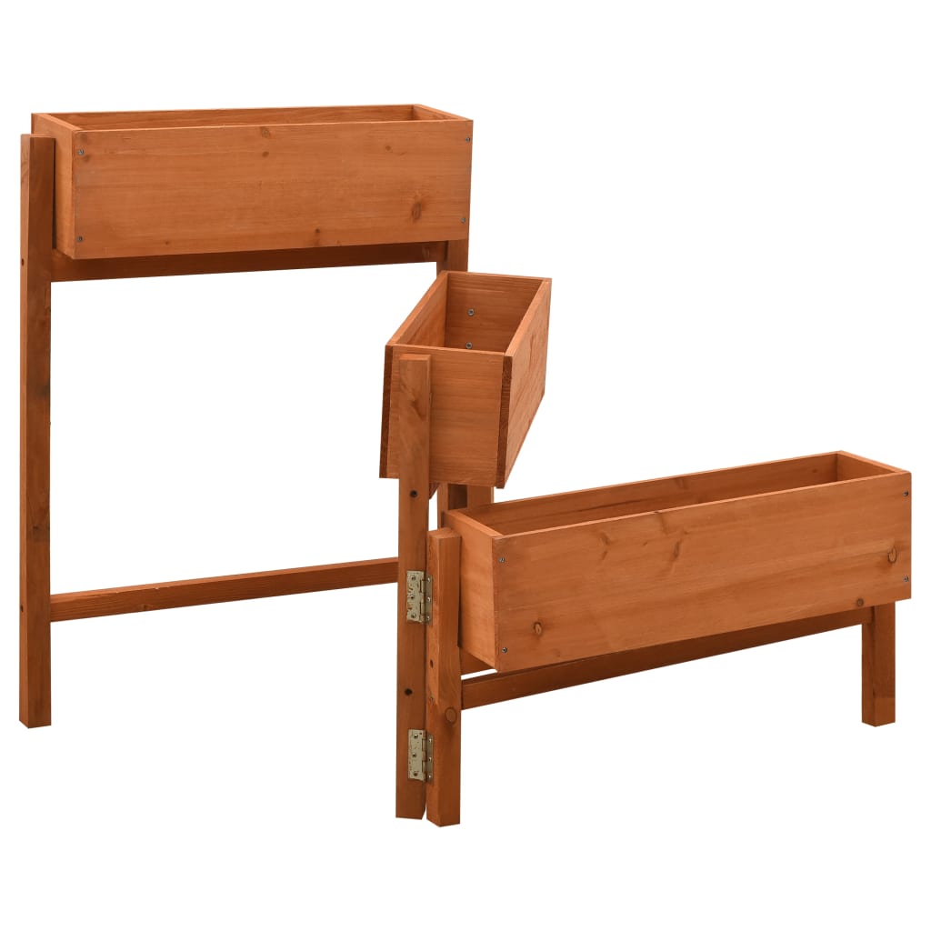 vidaXL Plantenbak inklapbaar 60x14x75 cm massief vurenhout grijs - Aashly