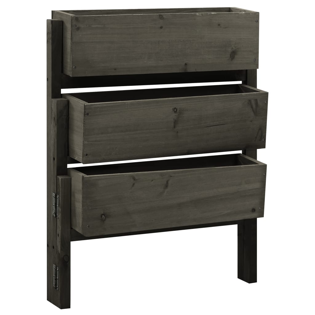 vidaXL Plantenbak inklapbaar 60x14x75 cm massief vurenhout grijs - Aashly