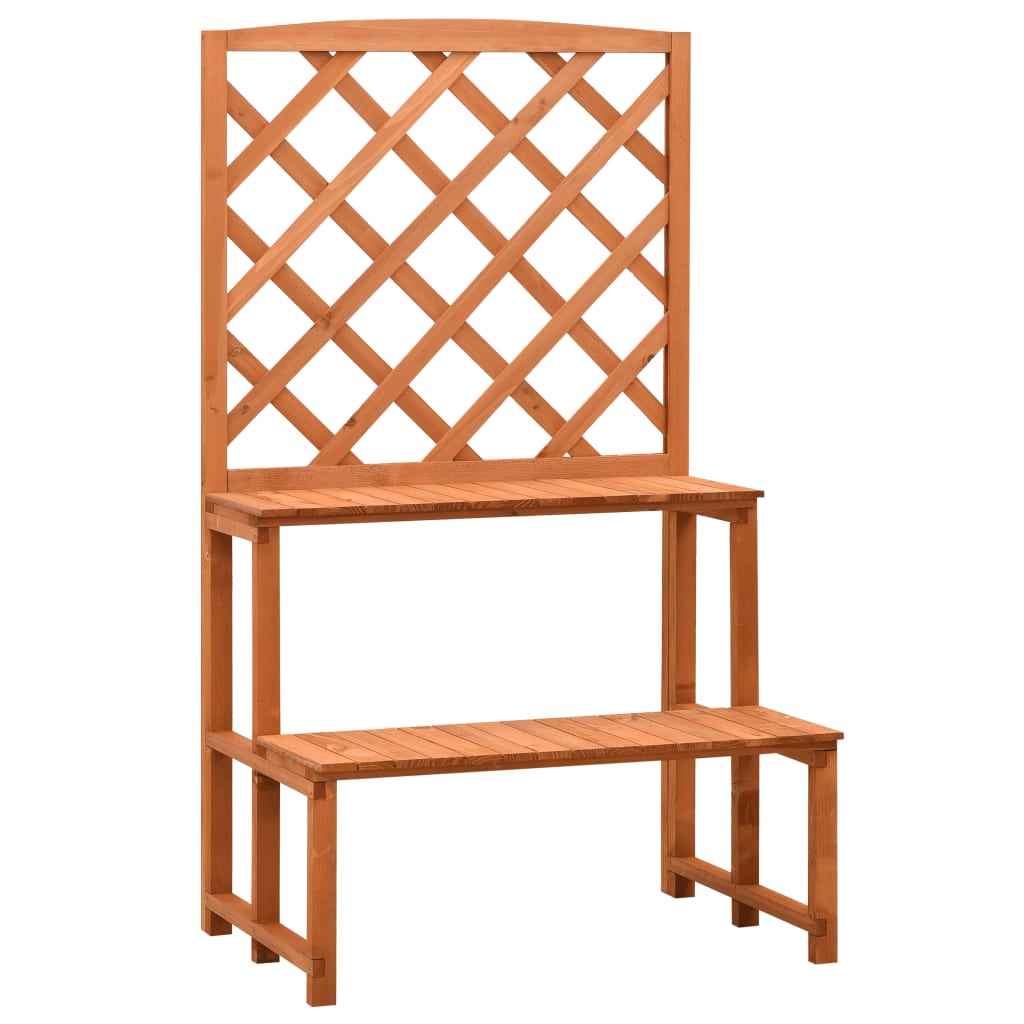 vidaXL Plantenrek met latwerk 70x42x120 cm massief vurenhout oranje