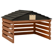 vidaXL Overkapping voor grasmaaier 78x74x54 cm vurenhout zwart bruin