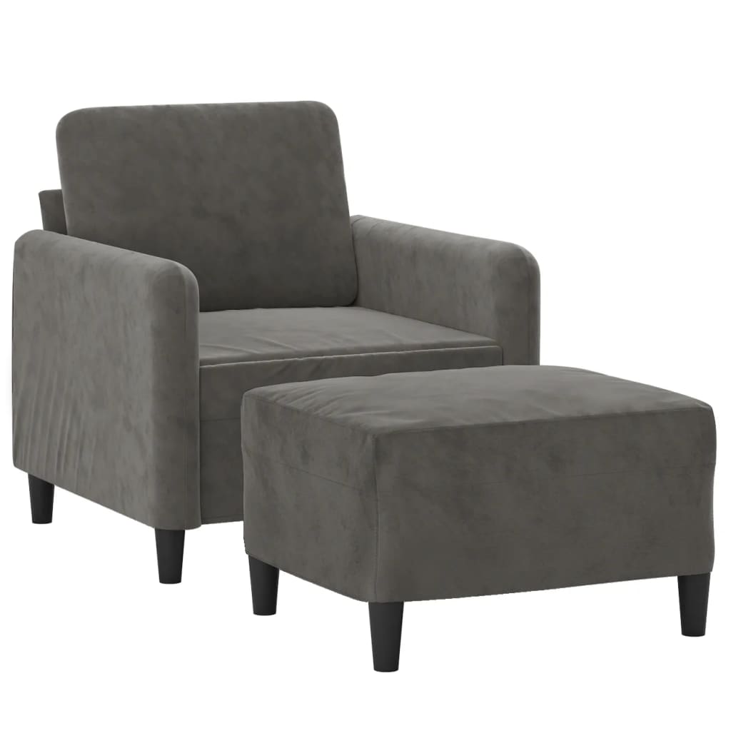 vidaXL Fauteuil met voetenbank 60 cm fluweel donkergrijs