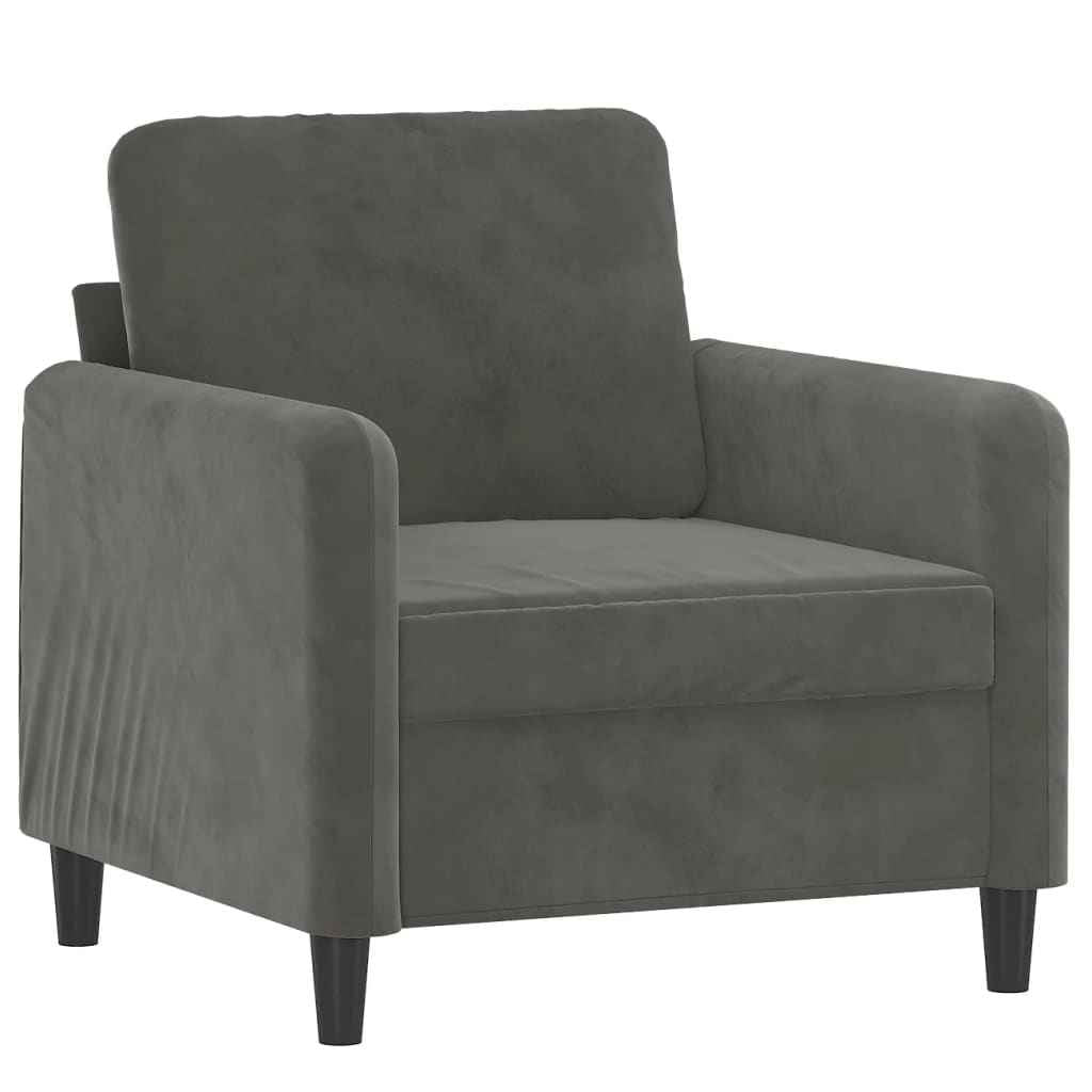 vidaXL Fauteuil met voetenbank 60 cm fluweel donkergrijs