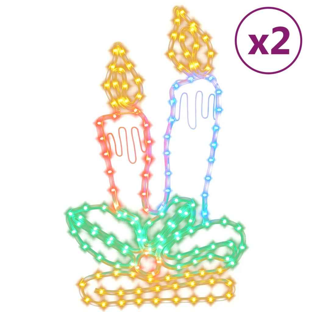 vidaXL Kerstfiguren kaarsen met 144 LED's 2 st 70x42 cm
