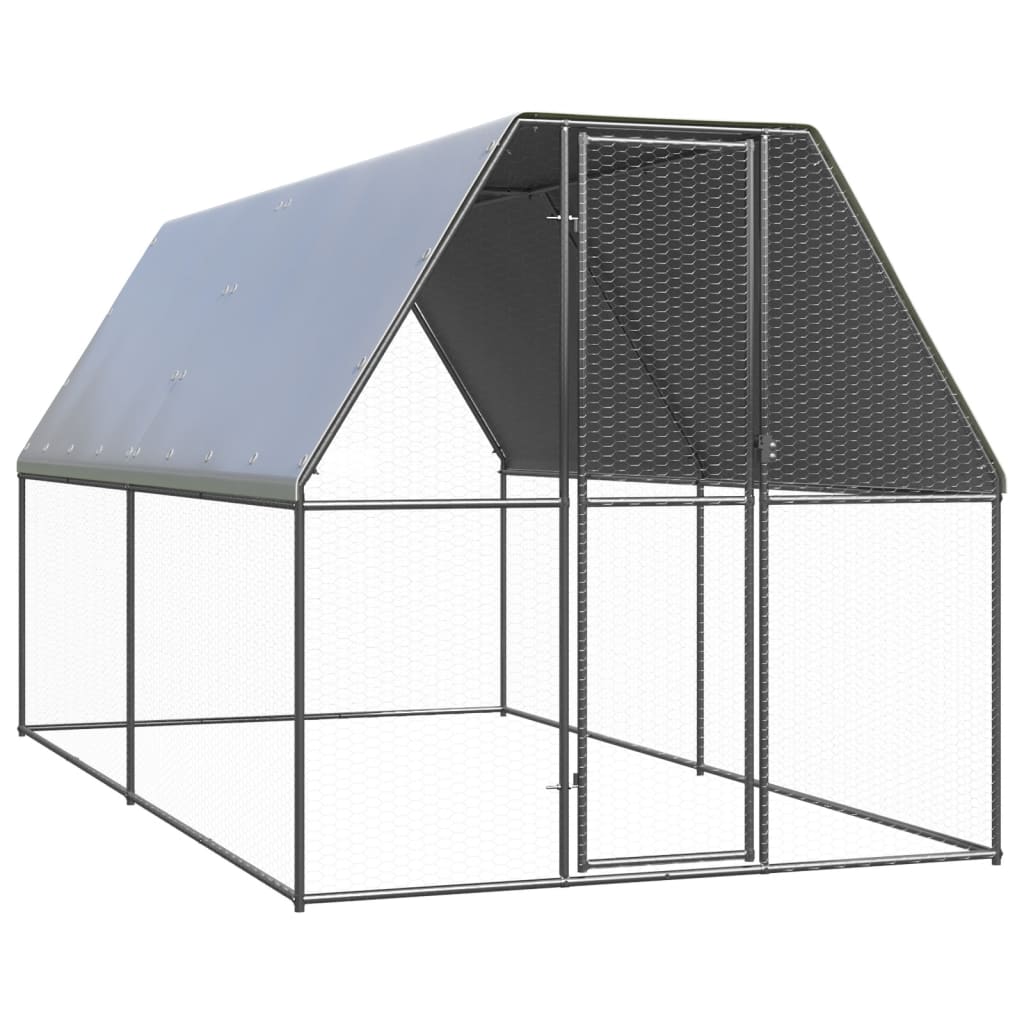 vidaXL Buitenhok voor kippen 3x10x2 m gegalvaniseerd staal - Aashly