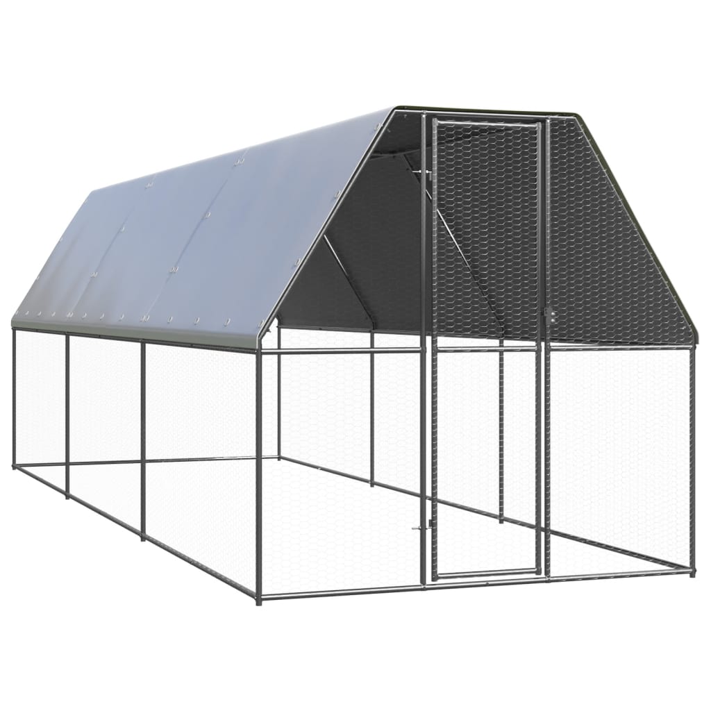 vidaXL Buitenhok voor kippen 3x10x2 m gegalvaniseerd staal - Aashly