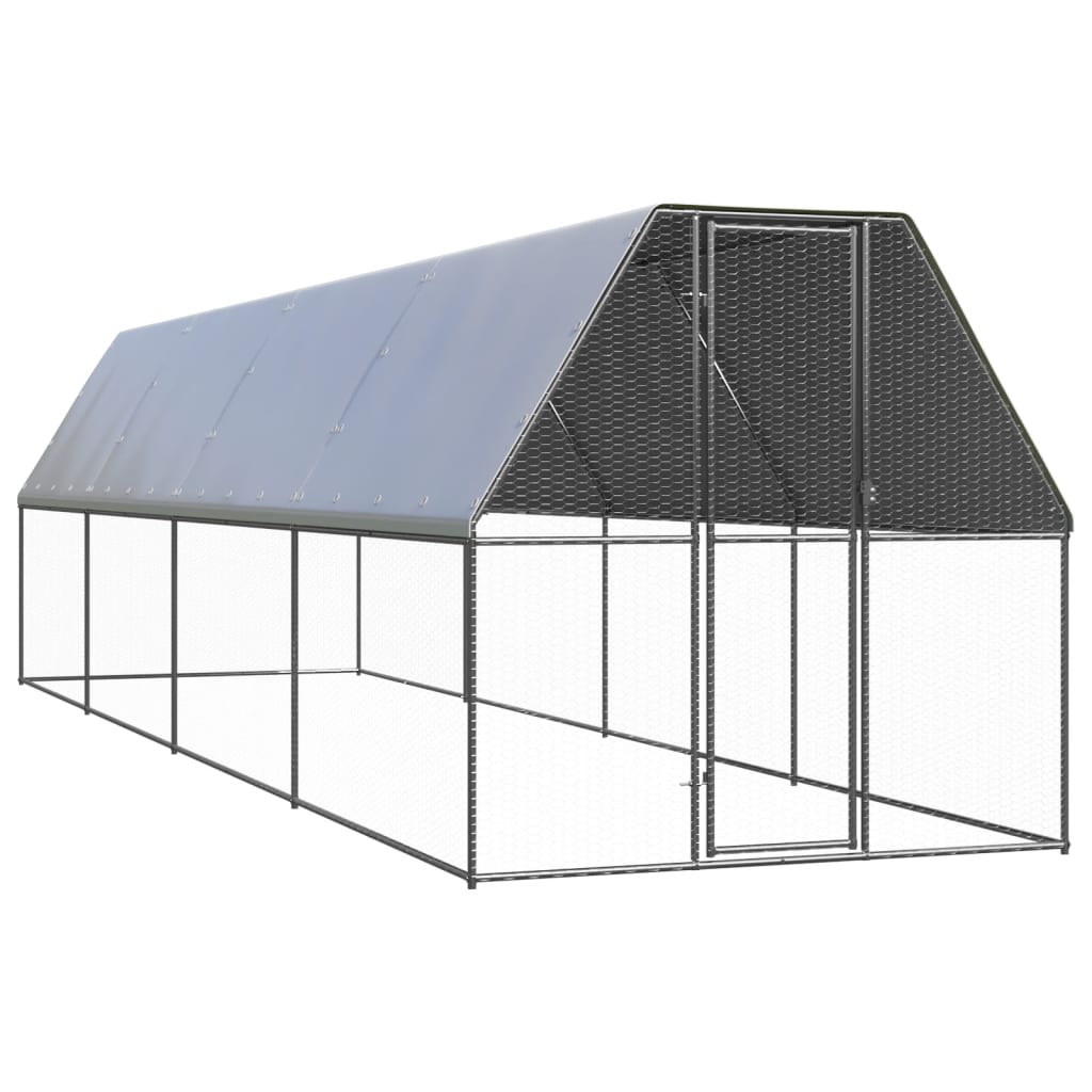 vidaXL Buitenhok voor kippen 3x10x2 m gegalvaniseerd staal - Aashly