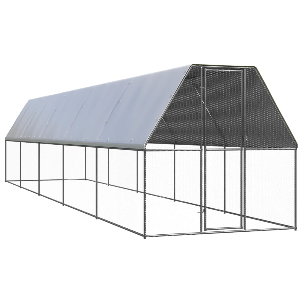 vidaXL Buitenhok voor kippen 3x10x2 m gegalvaniseerd staal - Aashly
