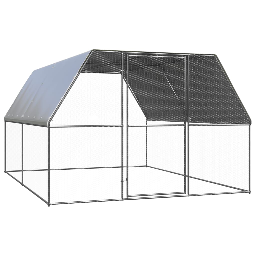 vidaXL Buitenhok voor kippen 3x10x2 m gegalvaniseerd staal - Aashly