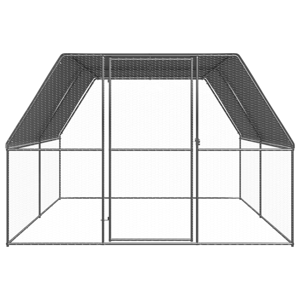 vidaXL Buitenhok voor kippen 3x10x2 m gegalvaniseerd staal - Aashly