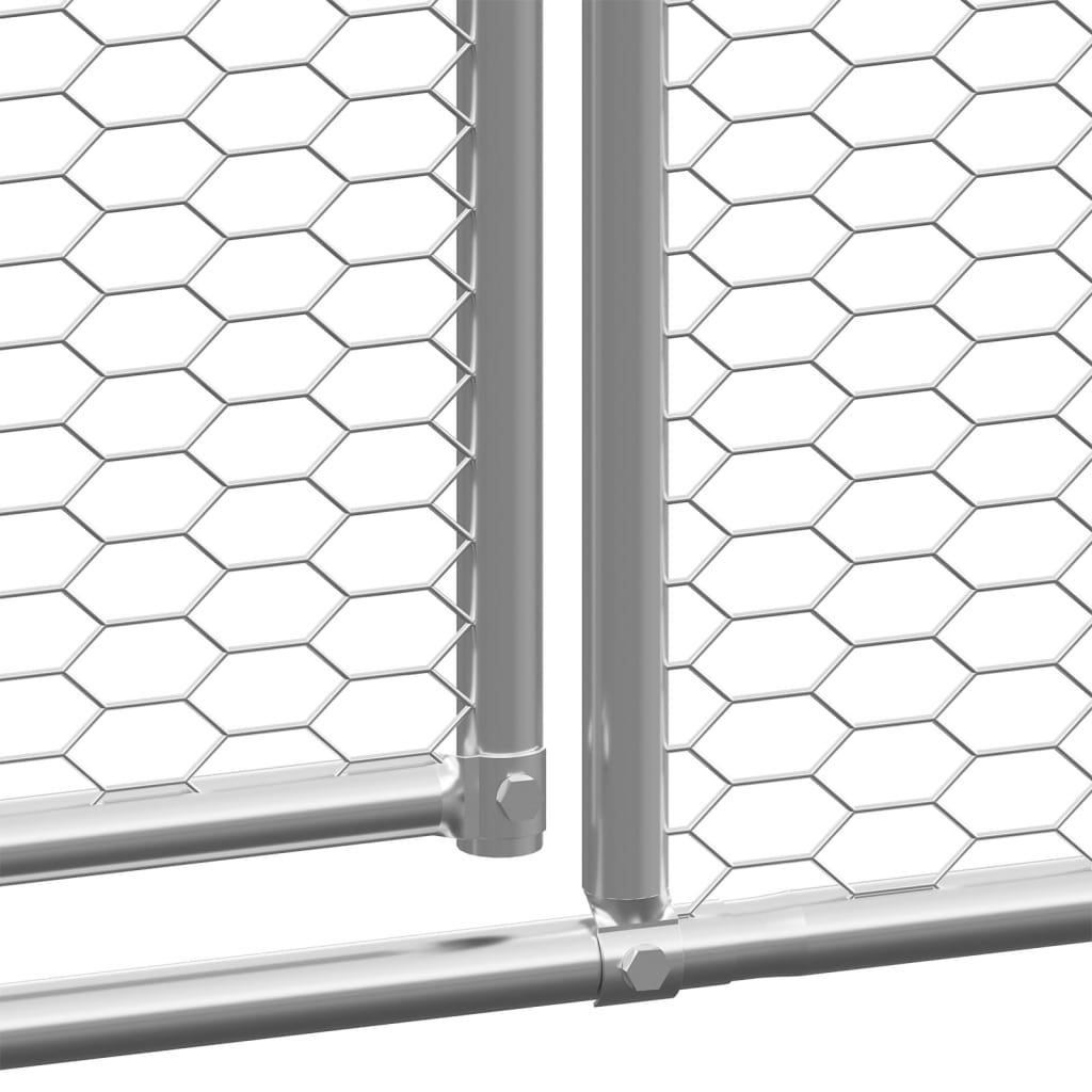 vidaXL Buitenhok voor kippen 3x10x2 m gegalvaniseerd staal - Aashly
