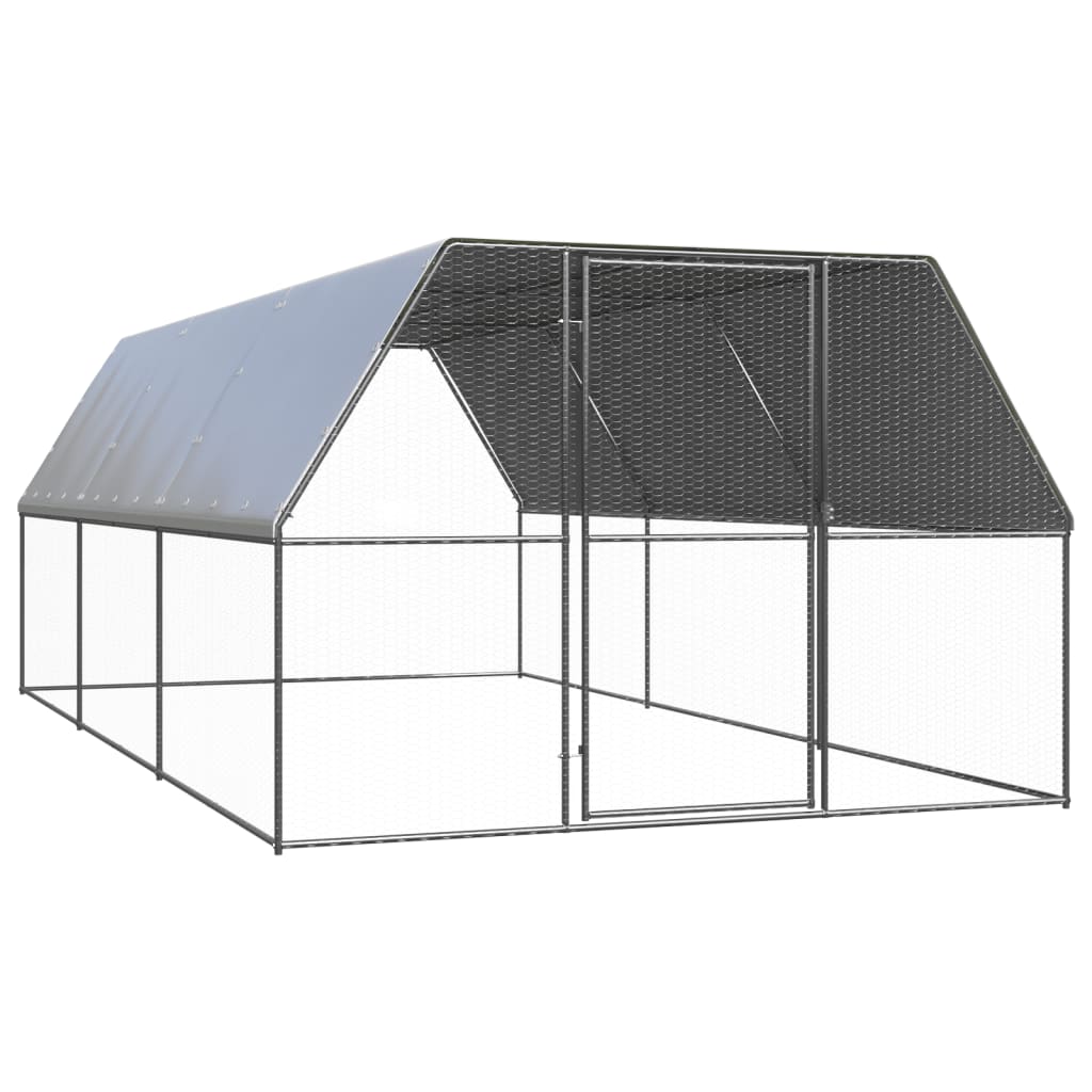 vidaXL Buitenhok voor kippen 3x10x2 m gegalvaniseerd staal - Aashly