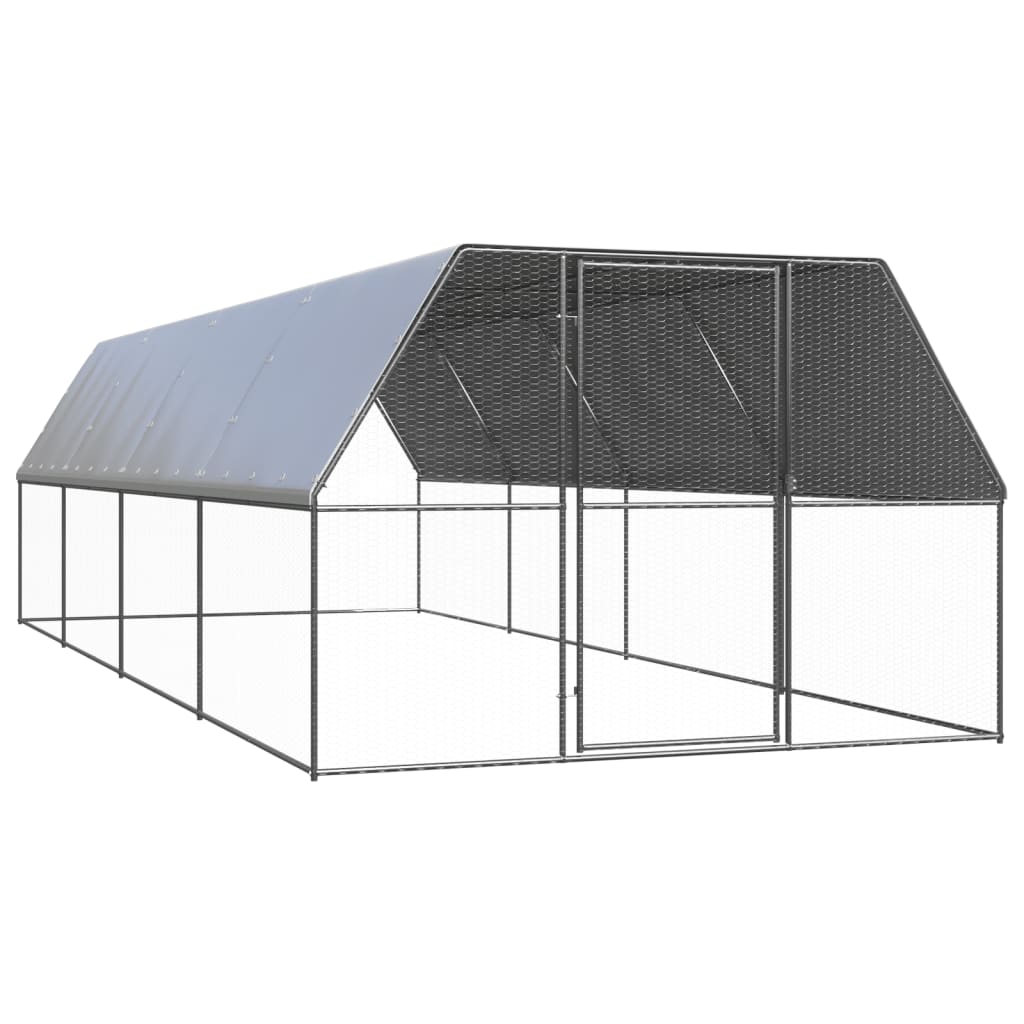 vidaXL Buitenhok voor kippen 3x10x2 m gegalvaniseerd staal - Aashly