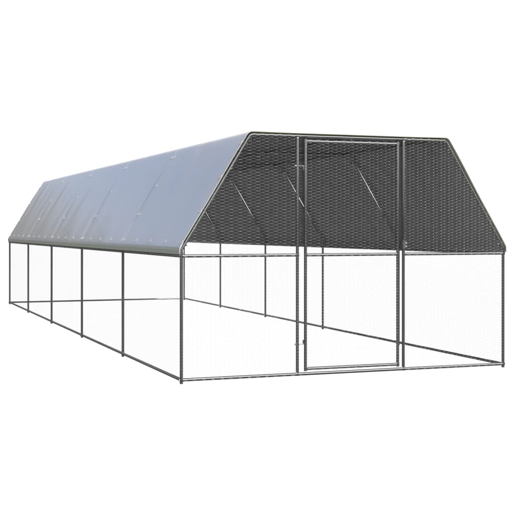 vidaXL Buitenhok voor kippen 3x10x2 m gegalvaniseerd staal - Aashly