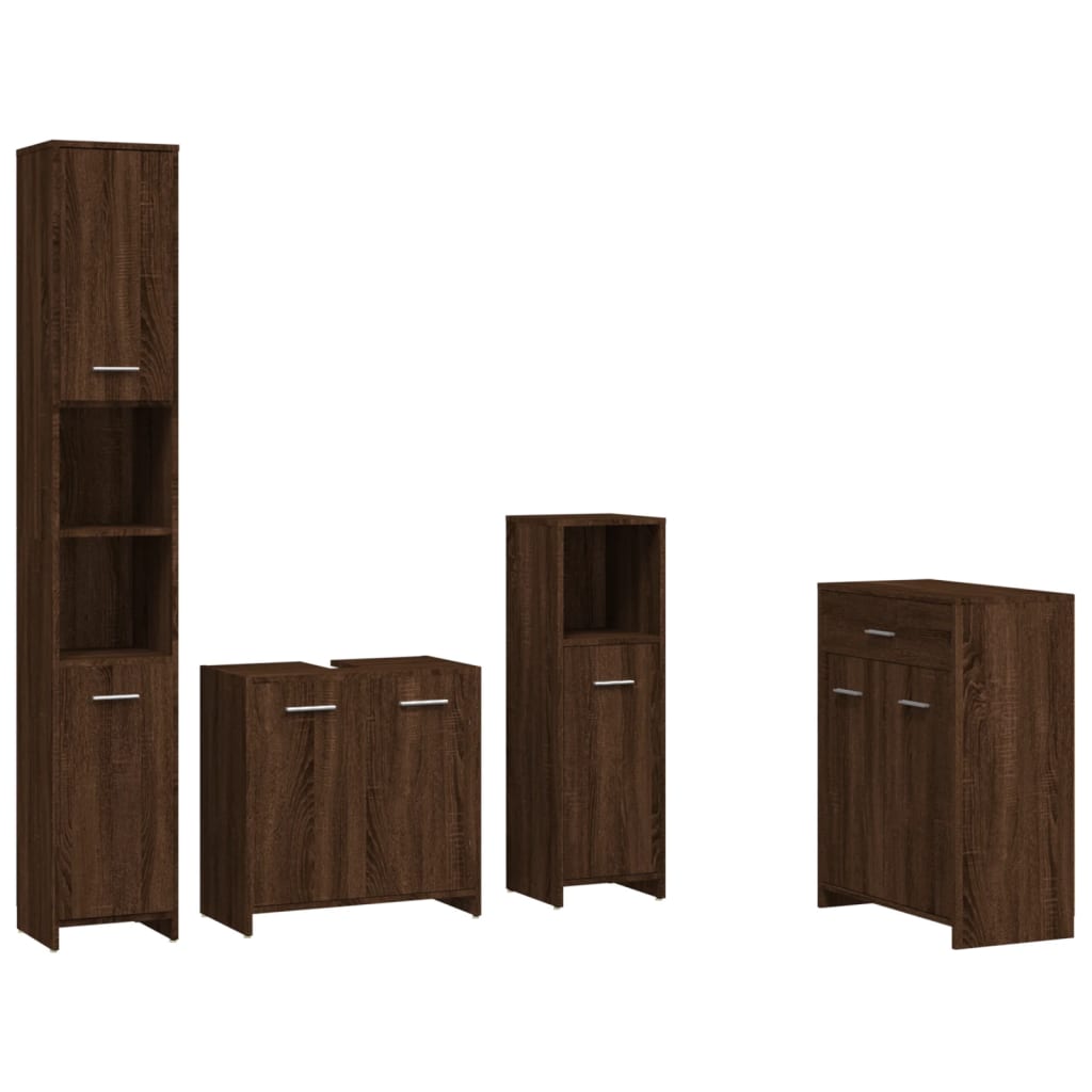 vidaXL 4-delige Badkamermeubelset bewerkt hout oud houtkleurig - Aashly