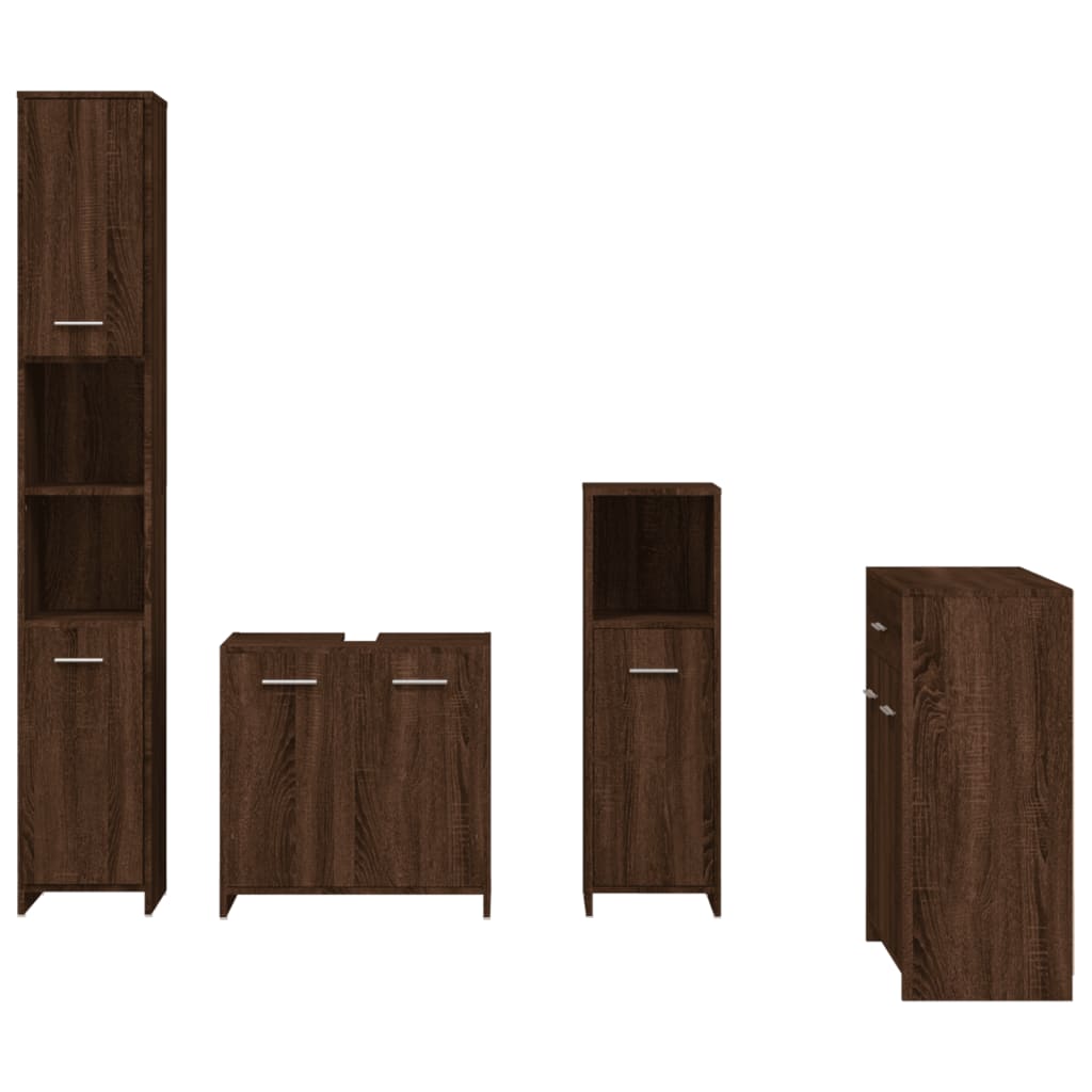 vidaXL 4-delige Badkamermeubelset bewerkt hout oud houtkleurig - Aashly