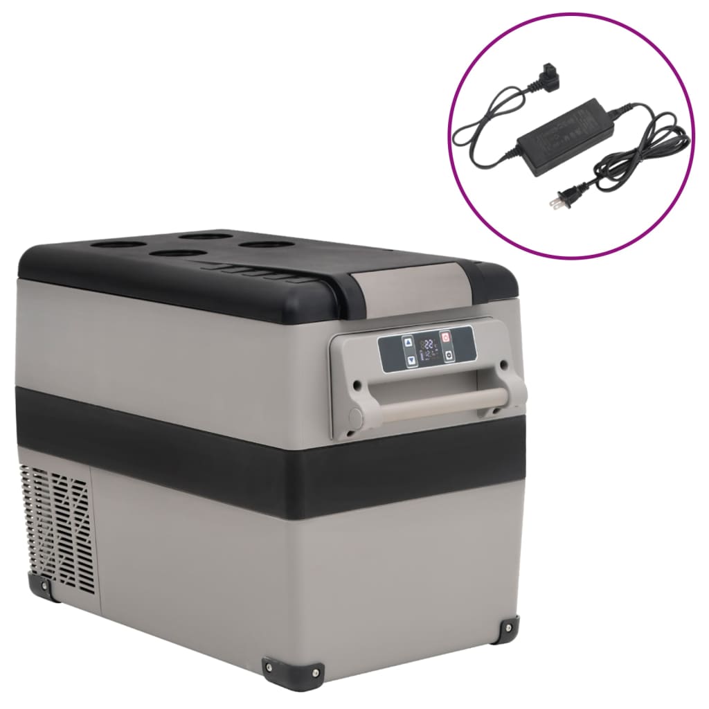 vidaXL Koelbox met handvat 55 L PP & PE zwart en grijs - Aashly