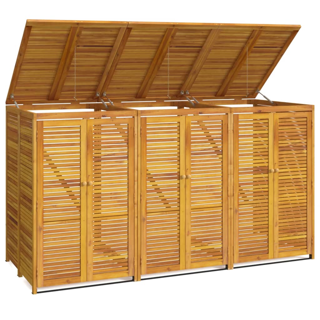 vidaXL Afvalbakberging drievoudig 210x89x117 cm massief acaciahout - Aashly