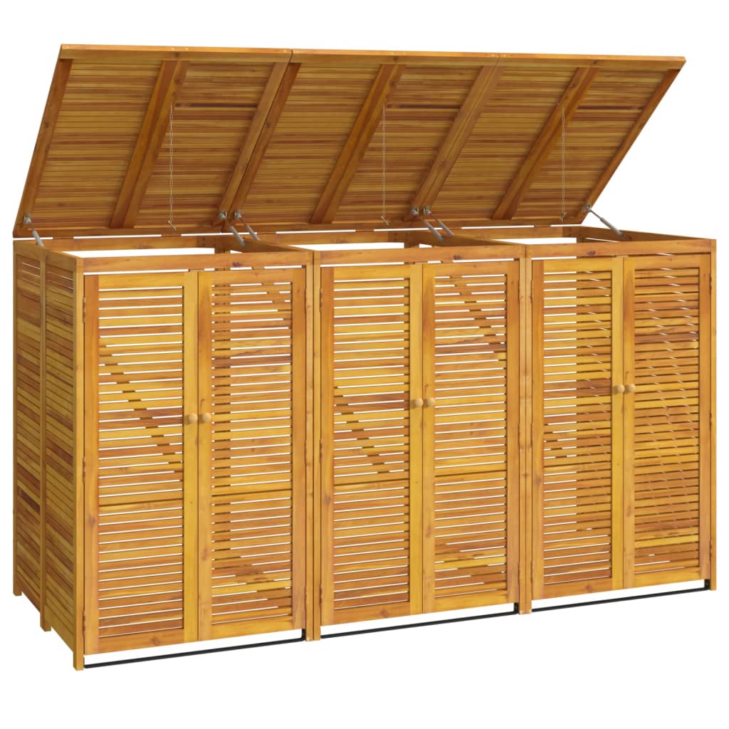 vidaXL Afvalbakberging drievoudig 210x89x117 cm massief acaciahout - Aashly